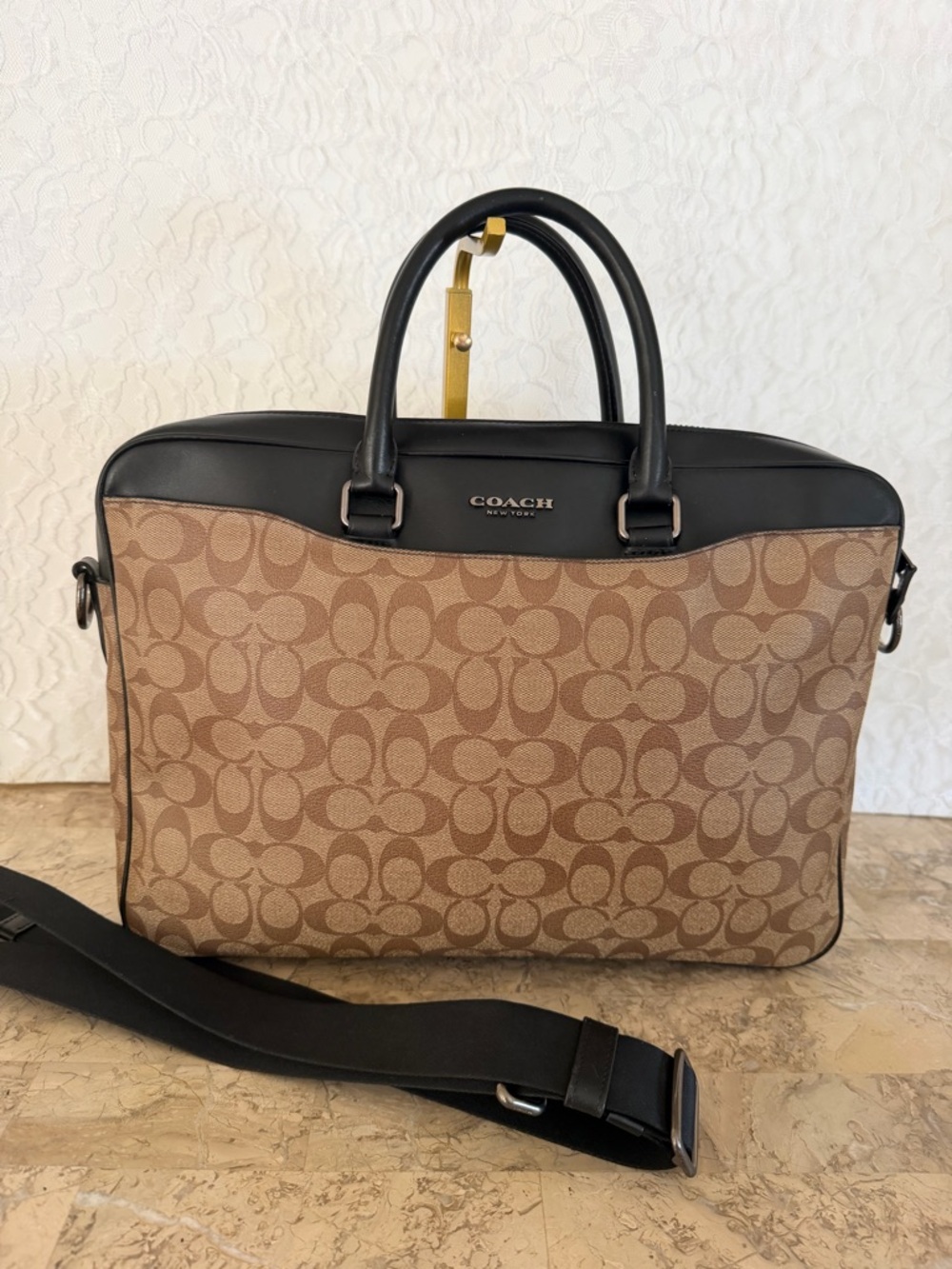 COACH Beckett Men's Black/brown coated canvas briefcase F72978 - Picture 3 of 13